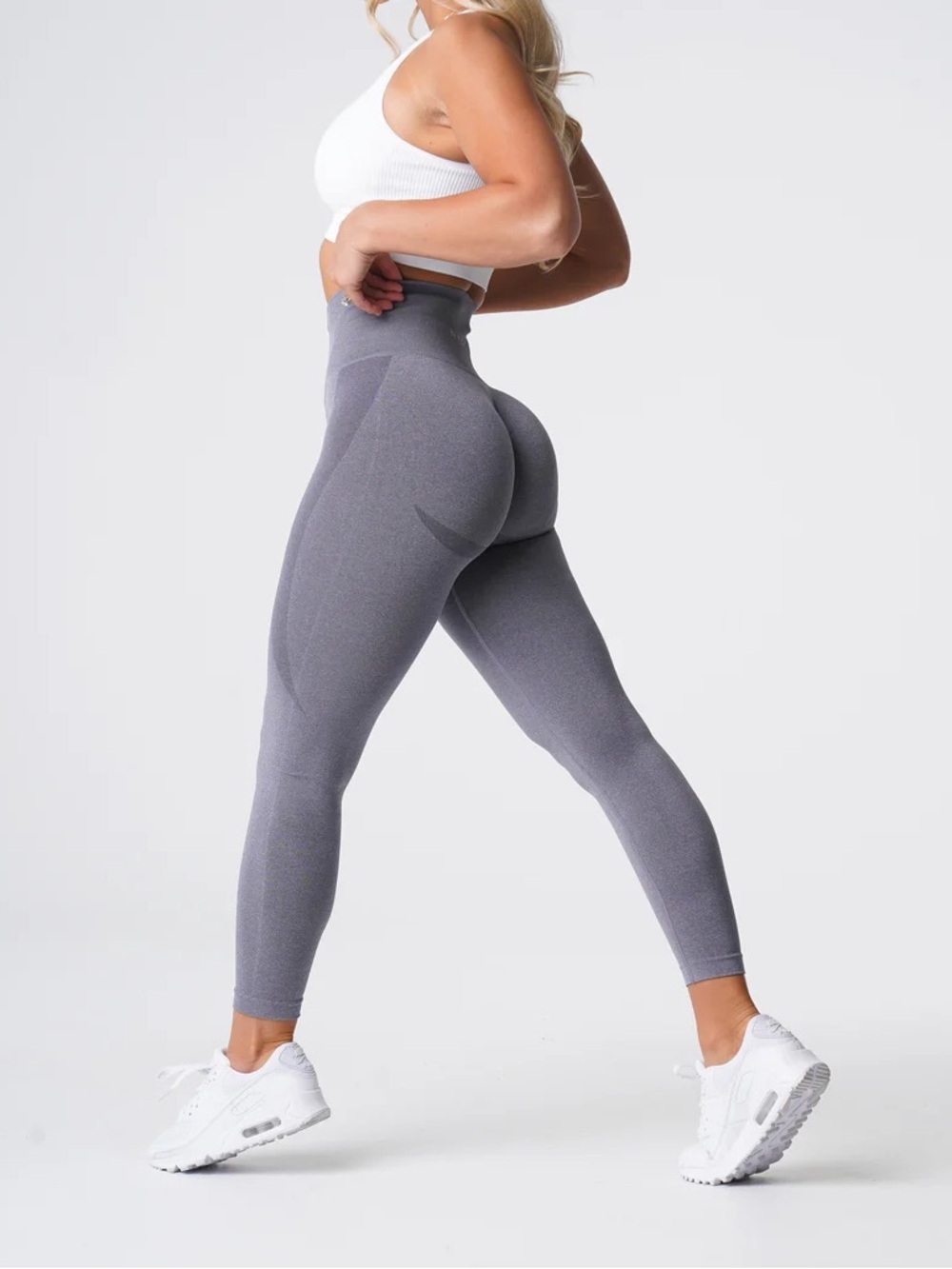 NVGTN (M) Grey Contour Seamless Leggings Stretch Soft Seamless Shadowing